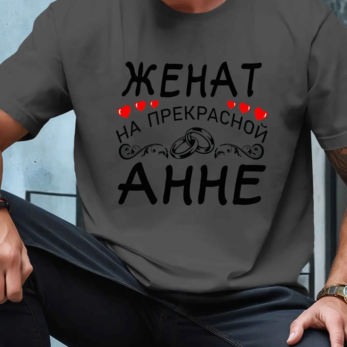 

Men's Summer 100% Pure Cotton Fashionable Casual Sports Loose Fit Russian Pattern Printed Round Neck Short Sleeved T-shirt Top