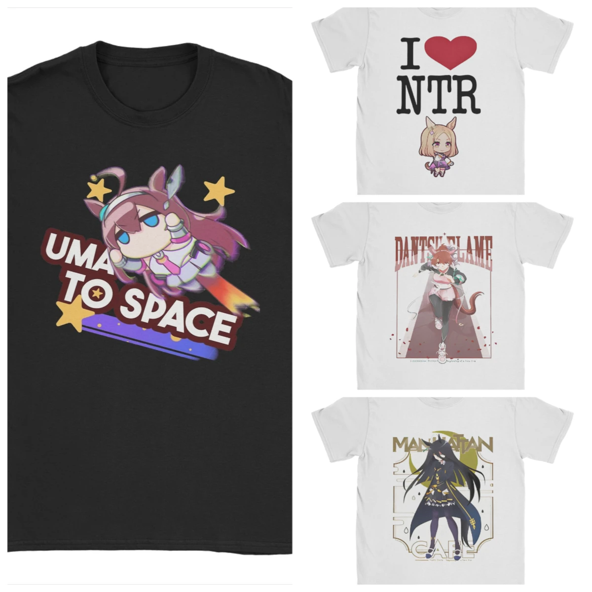 I Love NTR Umamsusme Anime T Shirts Men's Women's Cotton Awesome T-Shirt Round Collar Tees Short Sleeve Clothing Plus Size