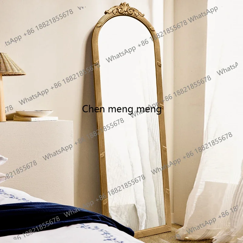 Full body wall-mounted small apartment floor-to-ceiling mirror medieval full-length mirror upper wall arched fitting mirror