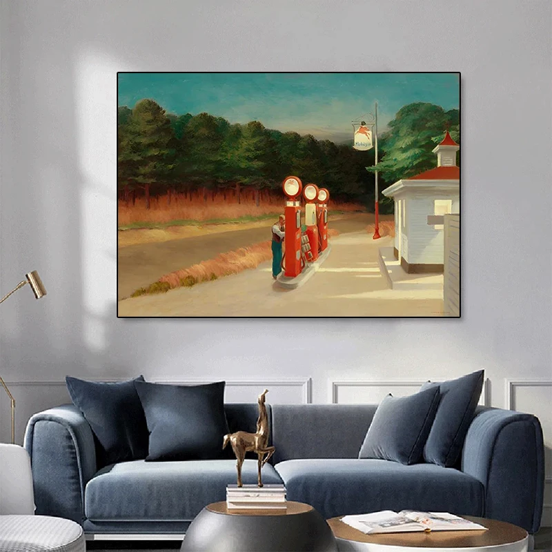 Modern Posters and Prints Edward Hopper Gas Station Canvas Paintings Wall Art Pictures for Living Room Wall Decoration Cuadros