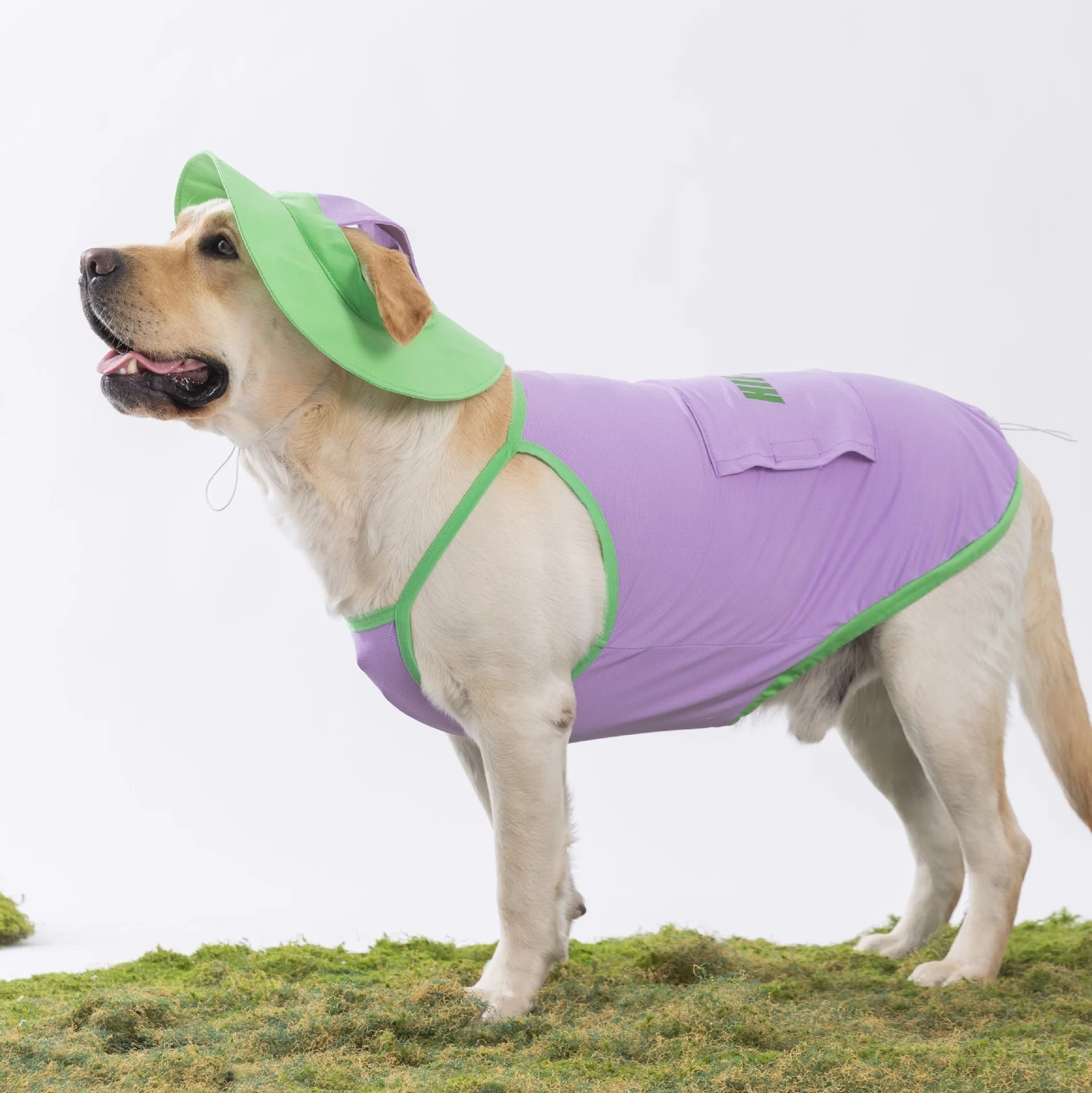 

Golden Retriever Summer Vest Medium Large Dog Sun Protection Clothes Satsuma Breathable T-Shirt Pet Mesh Short Sleeve with Hat