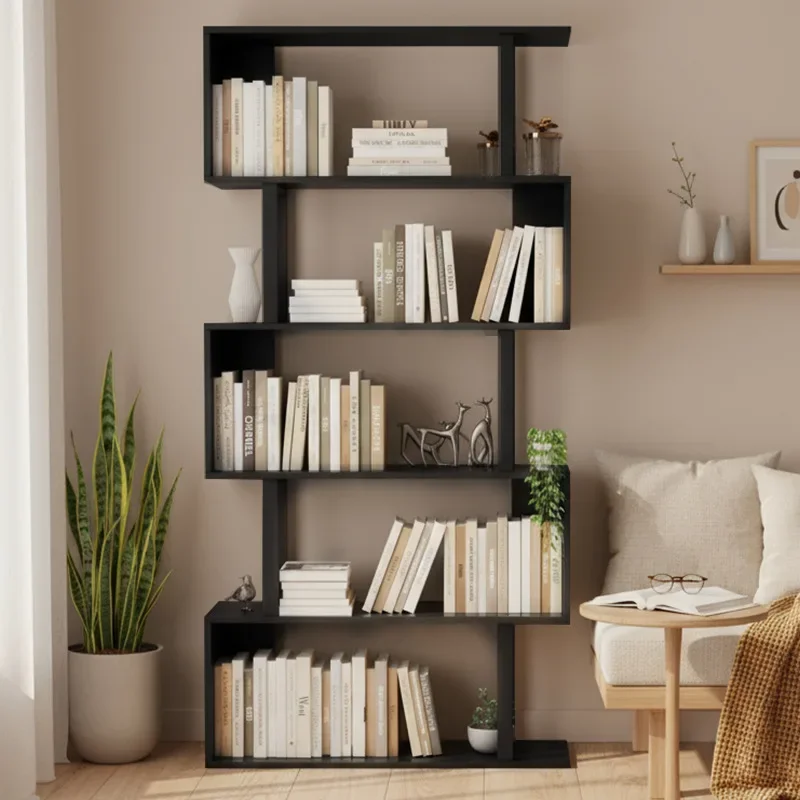 Simple combination bookshelf Bookcase shelf Creative bookcase Floor wrong grid Modern simple display rack Partition rack
