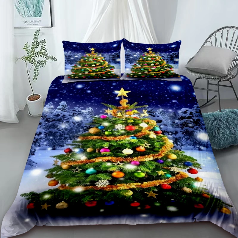 Christmas Duvet Cover Christmas Tree Bedding Set with Zipper 1 Duvet Cover 2 Pillow Case Women Teens Holiday Gifts Bedroom