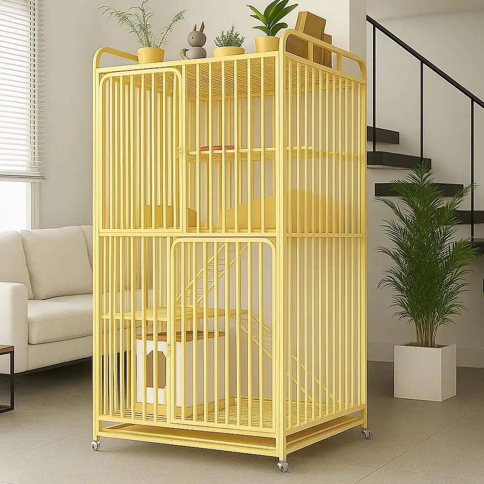 

Cat cage home indoor villa super large free space with toilet integrated cat house new folding empty cage