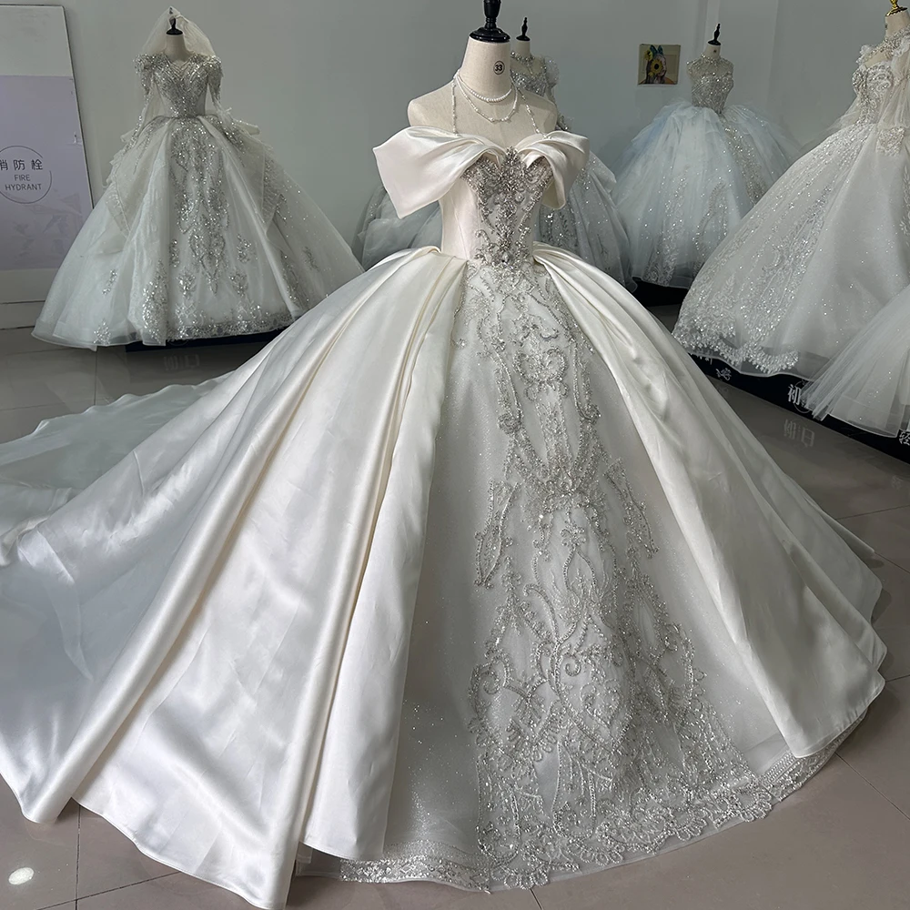 Jancember Exquisite Stylish Wedding Gown For Bride 2024 Ball Gown SequinsSweetheart Chapel Train Beading Robe De Mariée XS034