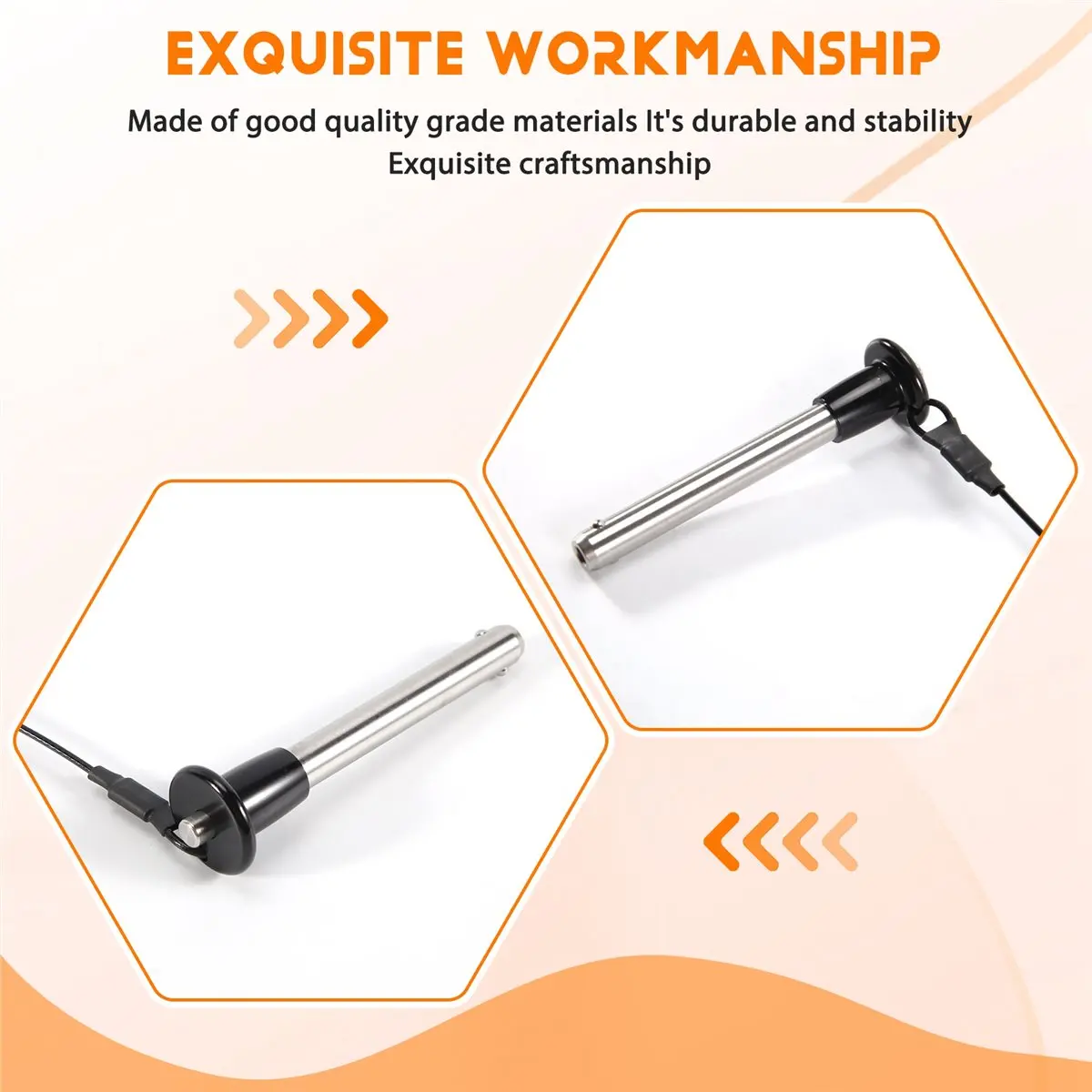 A89X Stainless Steel Quick Release Pin 8mm Diameter Ball Locking Pin with Push Button Lanyard Cable Usable Length 50mm