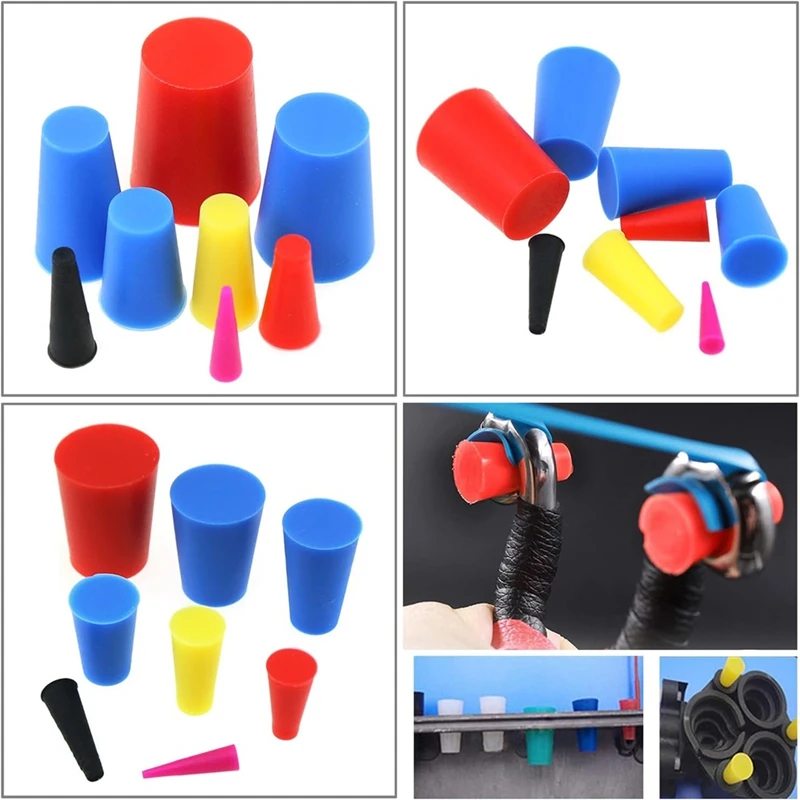 ABJI-105Pcs High Temperature Silicone Protection Plug Set 8 Sizes Colorful Tapered Silicone Plugs For Powder Coating