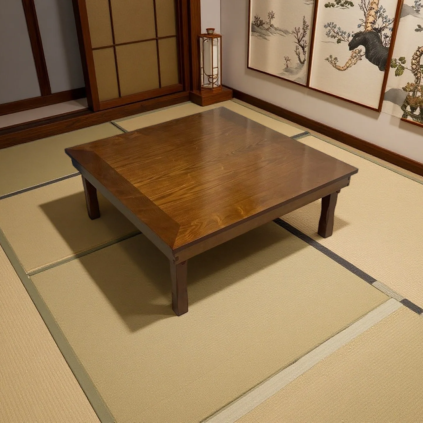Korean Low Table Folding Legs Square 80x80cm Asian Luxury Antique Home Furniture Floor Table for Dining Traditional Korean Table