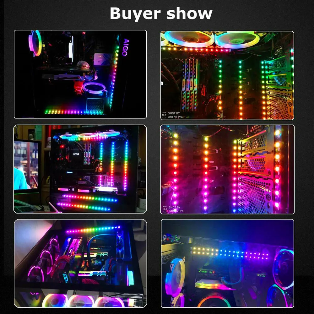 MSI Mystic GIGABYTE PC Case LED Light 5V 3PIN WS2812B Addressable Pixel LED Strip RGB Fusion 2.0 for ASUS AURA SYNC Light /