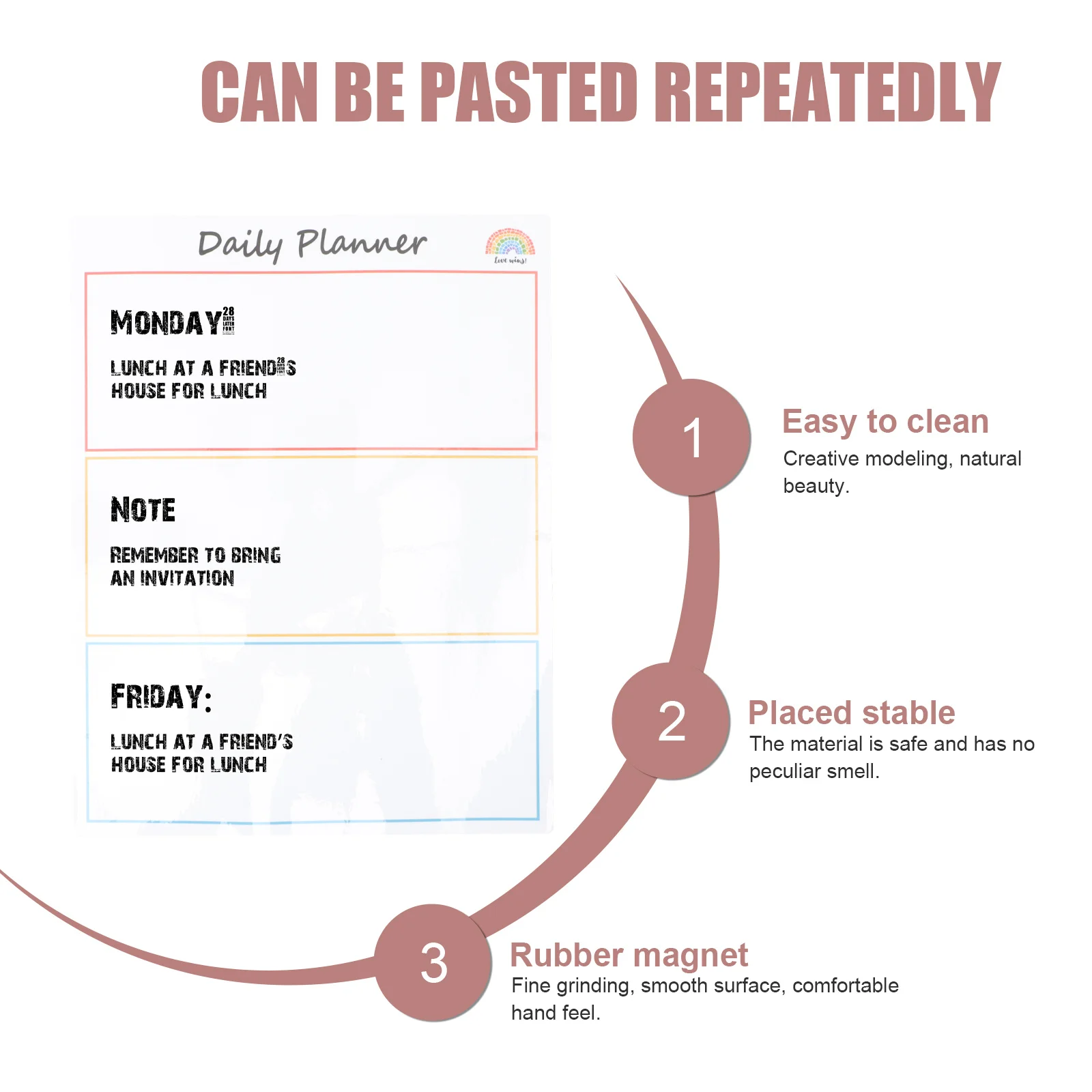 

2Pcs Magnetic Whiteboard Easy to Use Portable Reusable Daily Schedule Board Message Note for Office Home School