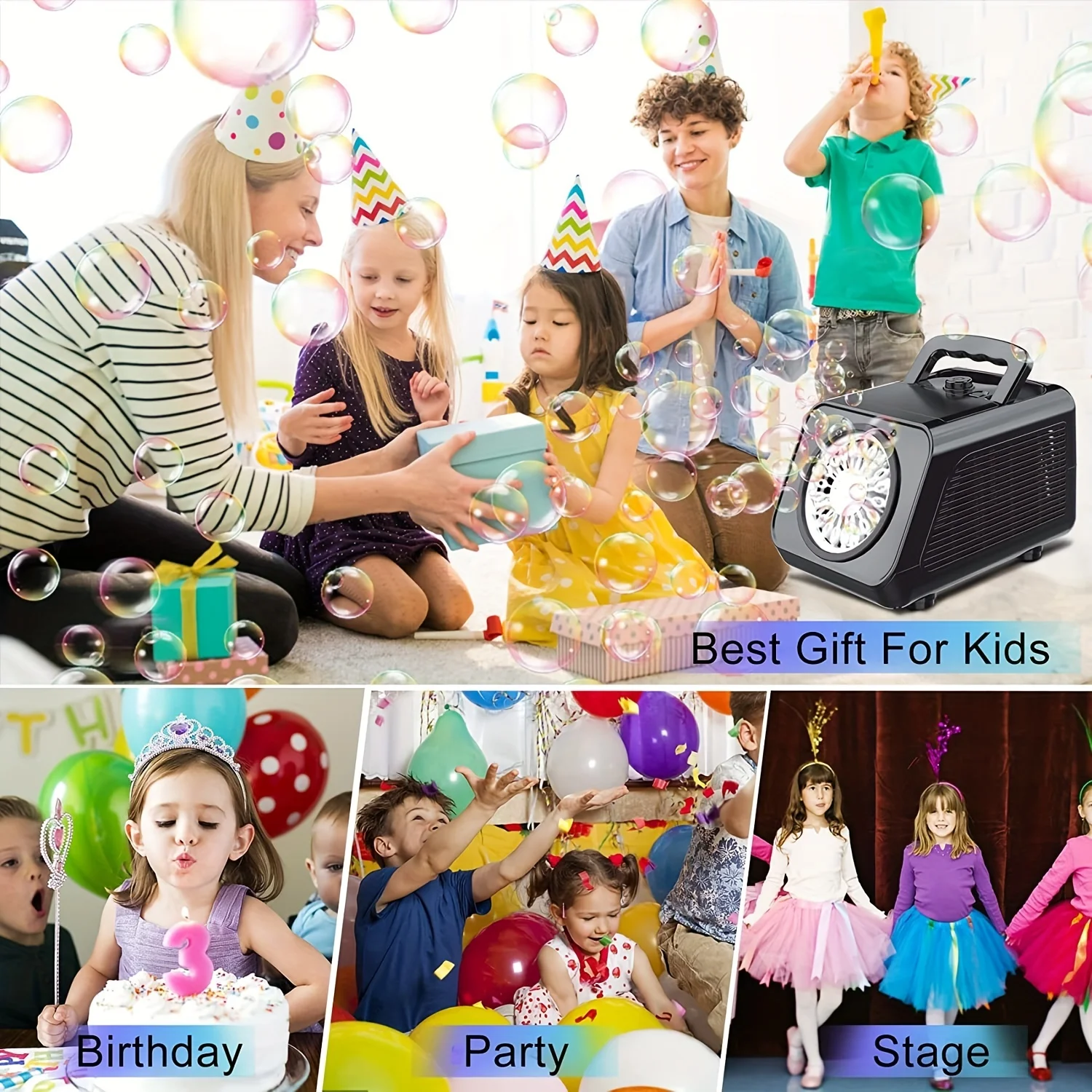 منفاخ الفقاعات التلقائي للإلكترونيات ، صانع الفقاعات للأطفال ، آلة الفقاعات الخارجية ، بسرعتين ، 15000 + فقاعات في الدقيقة الواحدة #6