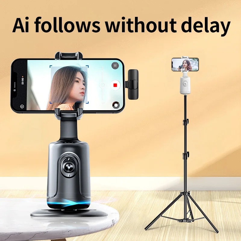 2023 New 360° Rotation follow-up Gimbal Stabilizer Monopod Desktop Mini Smart  Automatic Tracking For Tiktok live Handheld PTZ