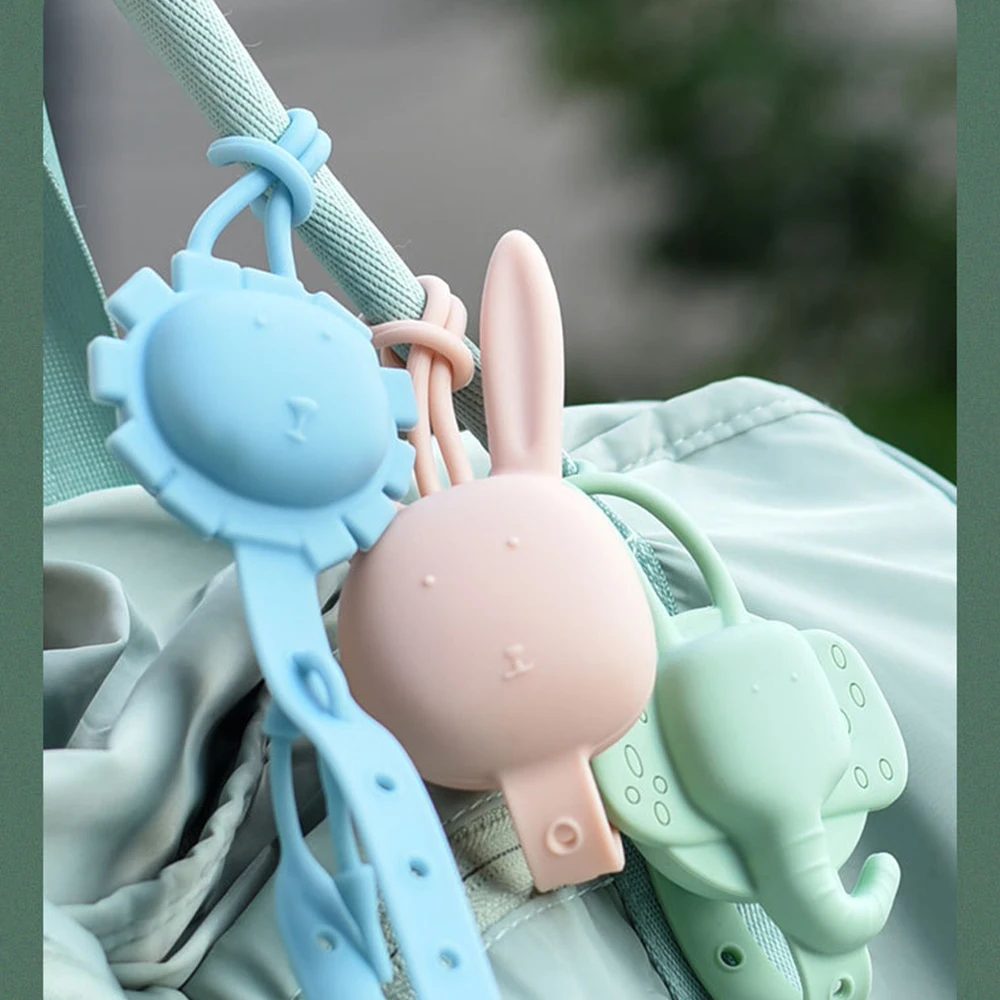 1 pçs silicone bebê chupeta titular chupeta clipe de mamilo infantil brinquedos do bebê mordedor anti-perdido corrente carrinho gancho acessórios