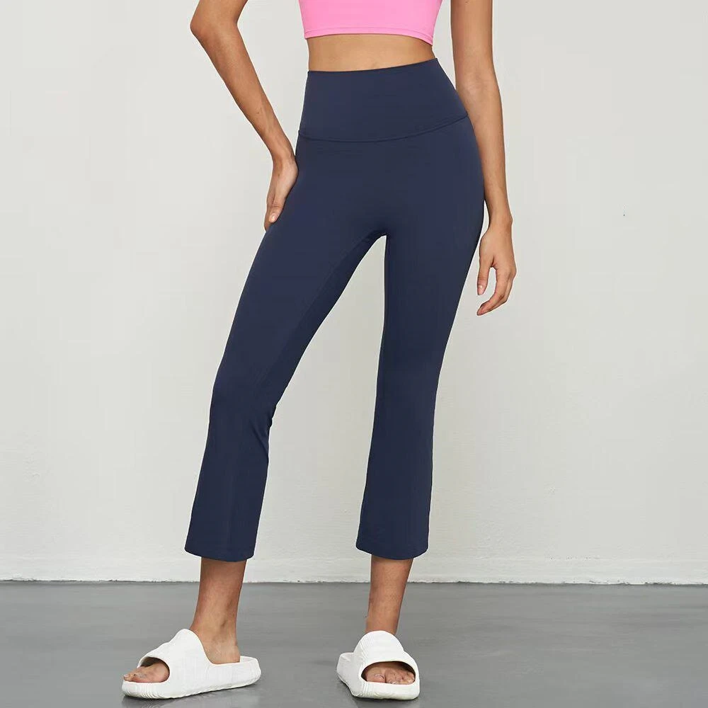 Damen Acht-Punkt-Yoga-Leggings mit hoher Taille, schlankmachend, schnelltrocknend, hochelastisch, für Pilates und Fitness-Training, Schlaghose für den Sommer – Detail 3