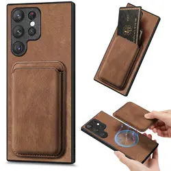 2 IN 1 Magnetic Cards Bag Detachable Vintage Leather Case For Samsung Galaxy S23 Ultra S22 Plus S24 A54 A14 A24 A15 A25 Cover