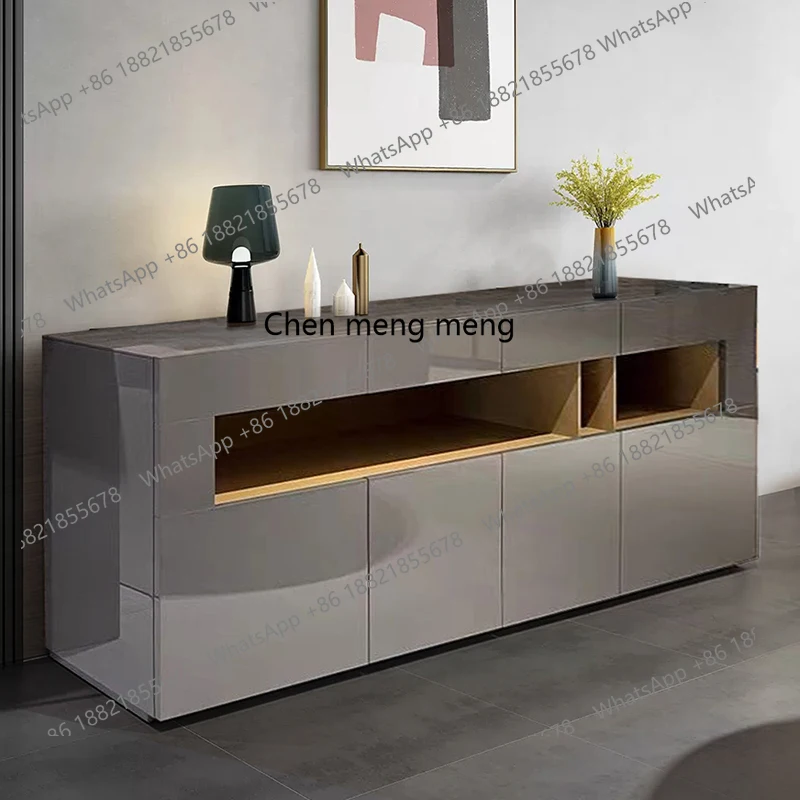 

Modern light luxury solid wood dining side cabinet simple living room multi-functional locker Italian minimalist paint cabinet