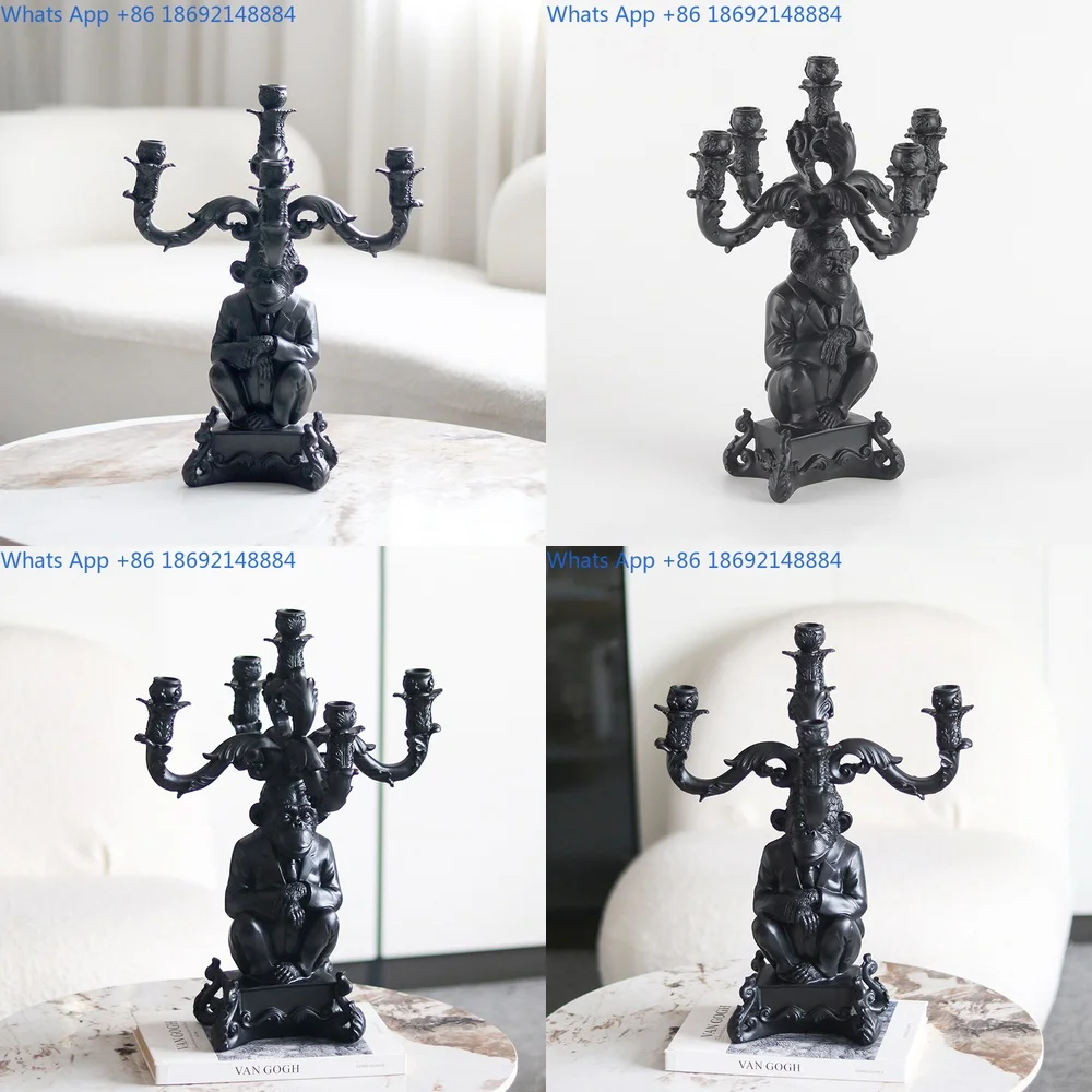 

Abstract Gorilla Candle Holder Vintage Decorative Animal Figurine for Living Room Bedroom Entryway