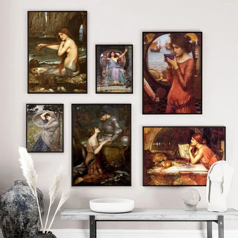 Classic Nordic Style Girl Poster In Myth John William Waterhouse Poster Canvas Painting Home Decoration Painting