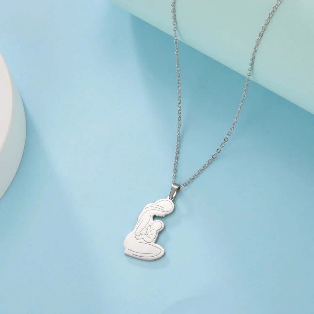 قلادة قلادة للأم الحامل من hi-b عقد قلادة من الفولاذ المقاوم للصدأ للسيدات الحوامل للأم مجوهرات هدايا عيد الأم