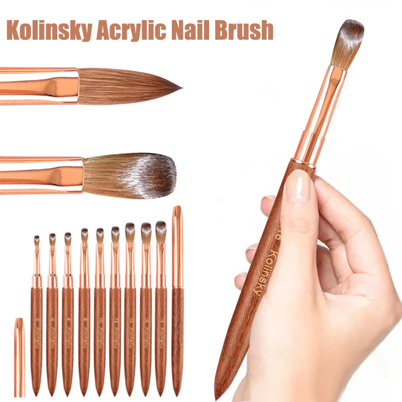 

Kolinsky Nail Brush Sandalwood Handle Acrylic Gel Builder Art Mink Brushes Manicure Drawing Tools Size 2-12 Professional Salon