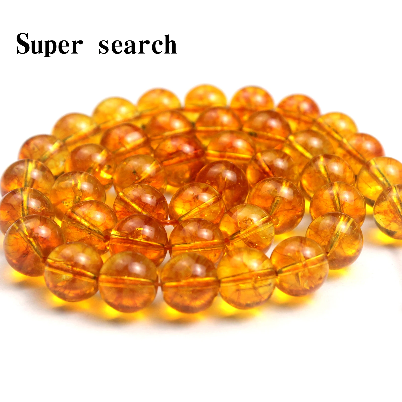 Citrines Round Stone Beads for Jewelry Making DIY Necklace Bracelet Handmade Spacer Loose Beads Yellow Crystal Glass