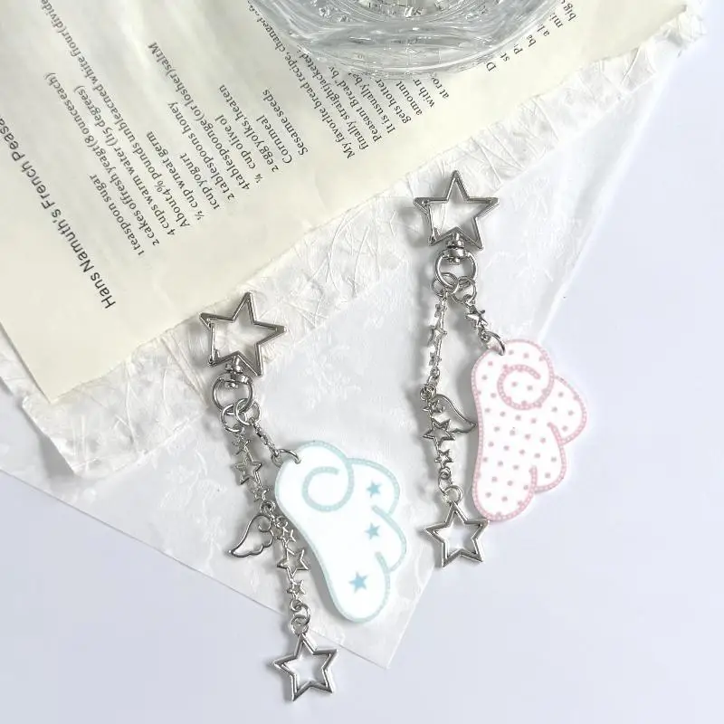 Y2K Stars Wings Keychain Pendant Cute Bag Hanging Angel Decoration Accessories Gift