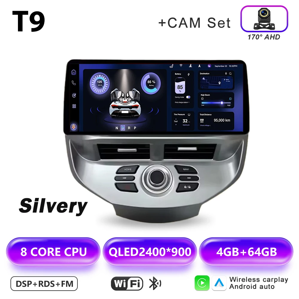 12,3 inch autoradio GPS draadloze Carplay QLED scherm voor Ford Fiesta MK6 MK7 2009-2016 LHD RHD Android multimediaspeler - afbeelding 1