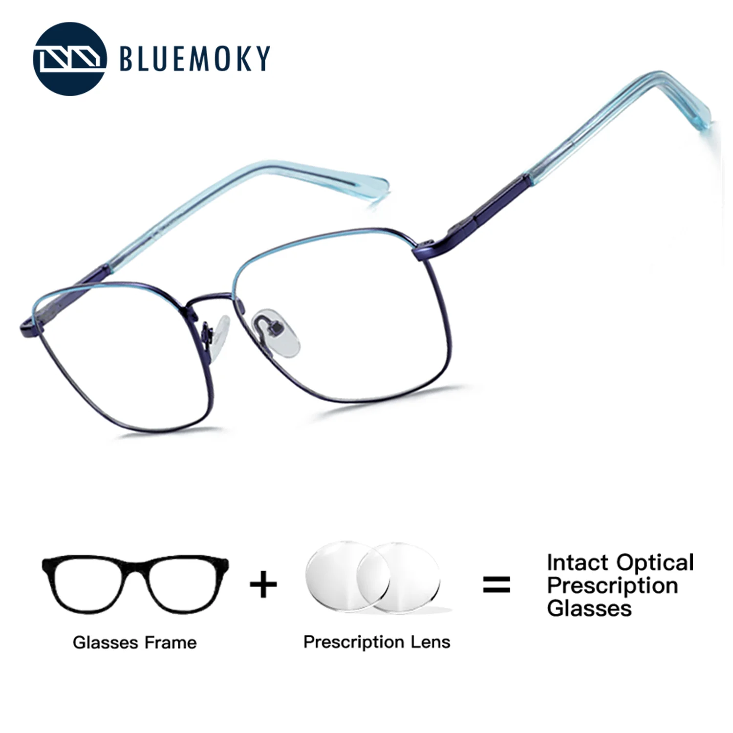 

BLUEMOKY Metal Square Prescription Glasses Women Optical Eyeglasses with Recipe Blue Light Blocking Photochromic Myopia Eyewear