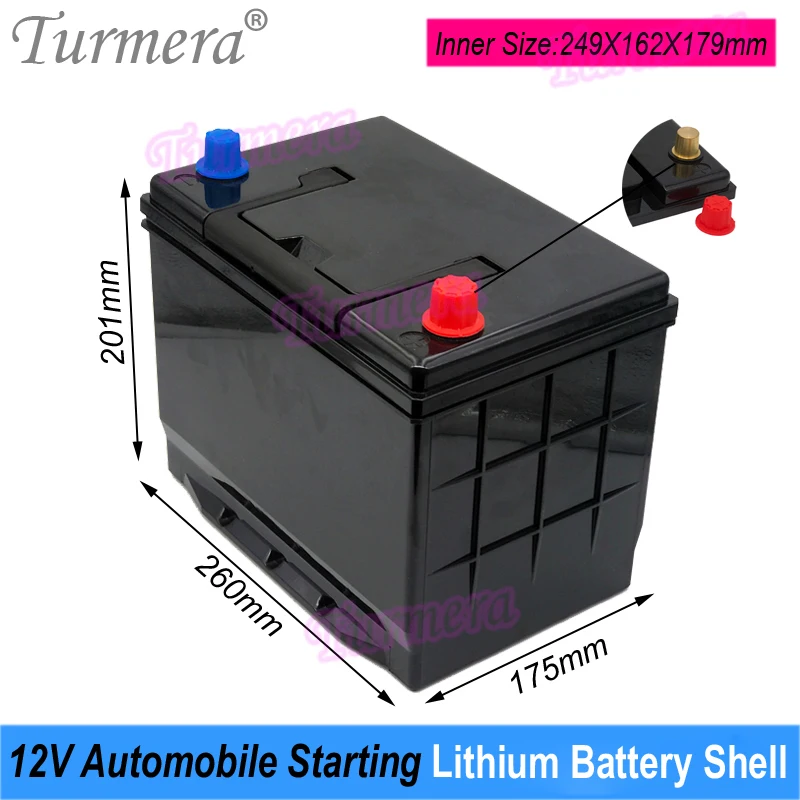 Turmera 12V samochodowe baterie litowe Shell akumulator samochodowy Box zastosowanie w 60 serii 80D26 55D26 65D26 wymień 12V kwasowo-ołowiowy