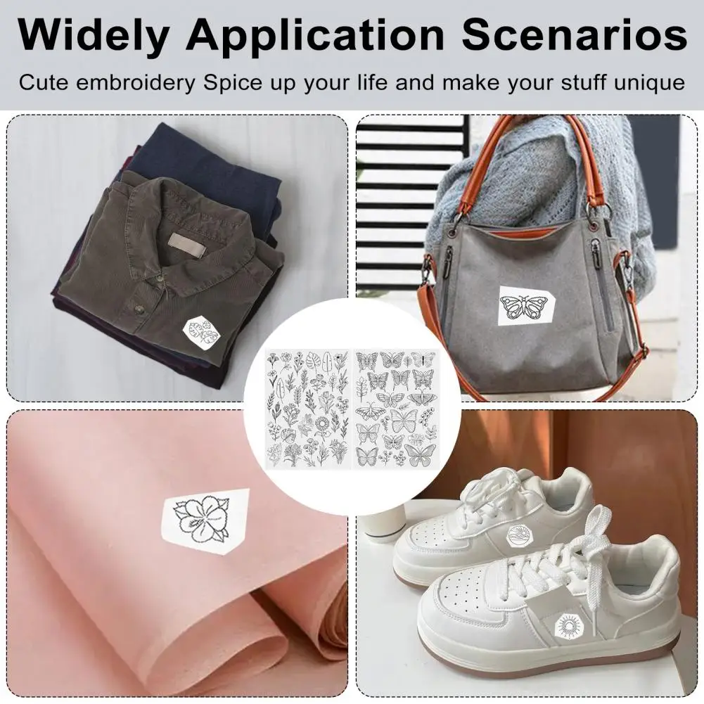 Embroidery Sticker Kit Water-soluble Embroidery Stickers 2 Sheets Water Soluble Embroidery Stabilizer Paper for Beginners