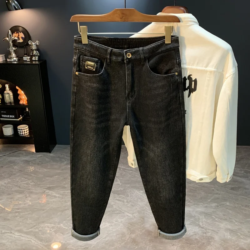 

2025 High-End Fleece-Lined Thickened Jeans for Men Winter New Washed Slim Fit Skinny Stylish Warm Long Pants