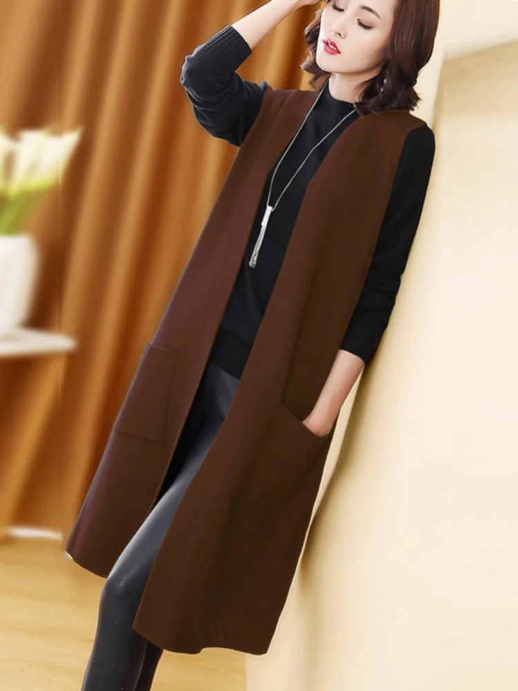 

Модный вязаный жилет для женщин, весенне-осенняя верхняя одежда, повседневный стиль, с круглым вырезом, в стиле пэчворк