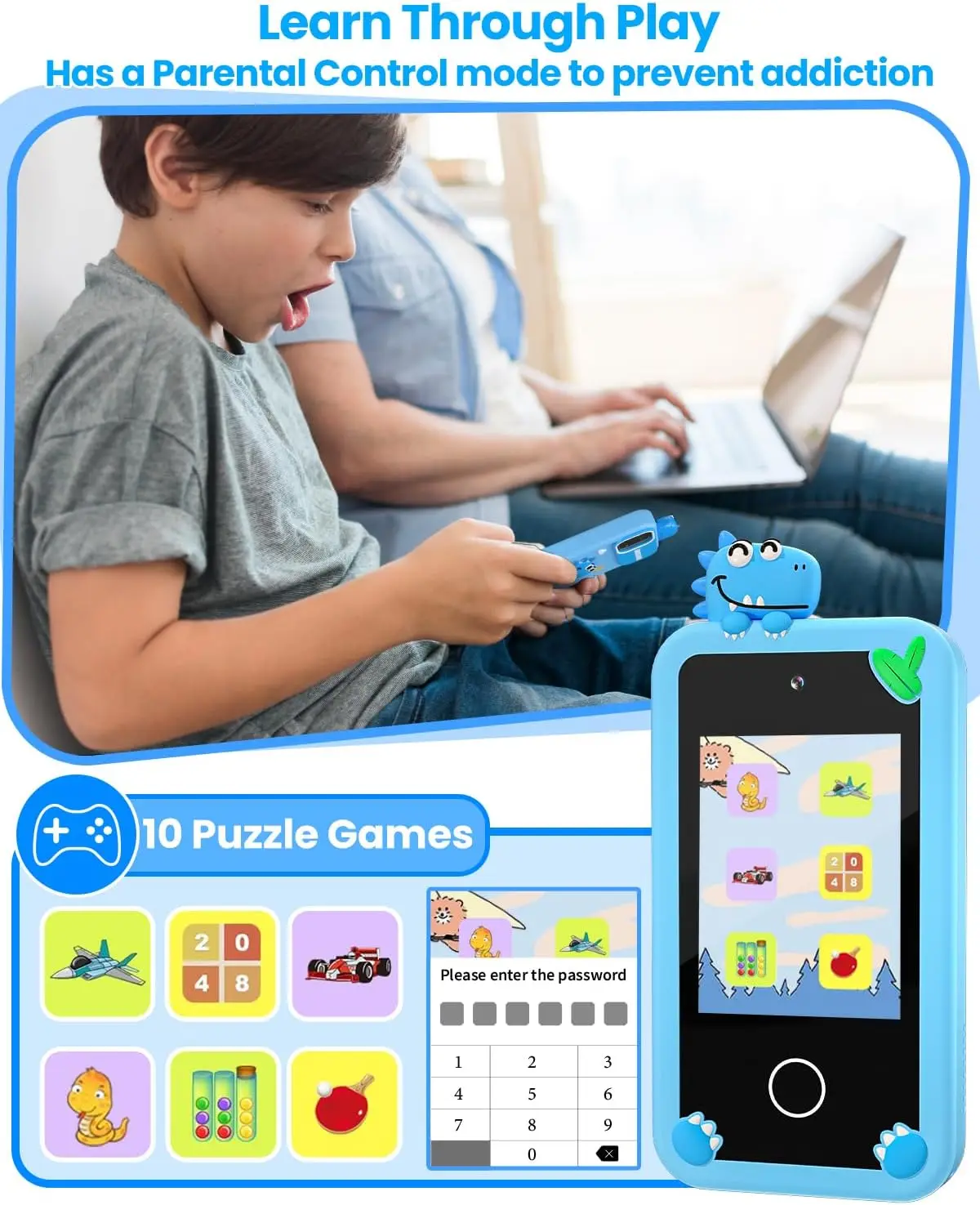 Lettore musicale per bambini SmartPhone Toys Cartoon Unicorn Touchscreen Mobile per bambini per ragazze Ragazzi Giocattoli educativi Regali