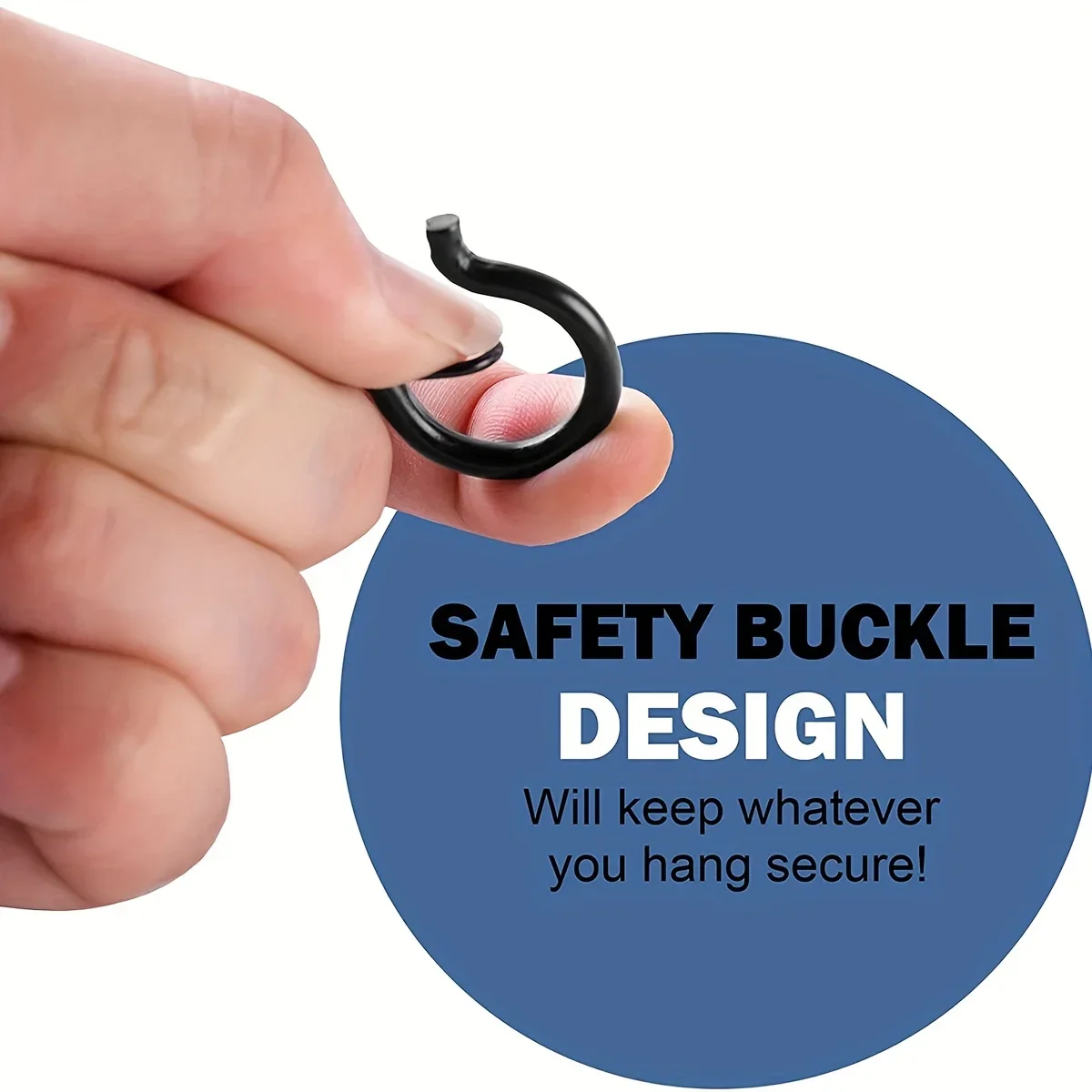 Hanger Hooks with Safety Buckle,Windproof Screw Hooks for Hanging Outdoor String Lights,Ceiling Hooks  Plants,Christmas Lights image 3