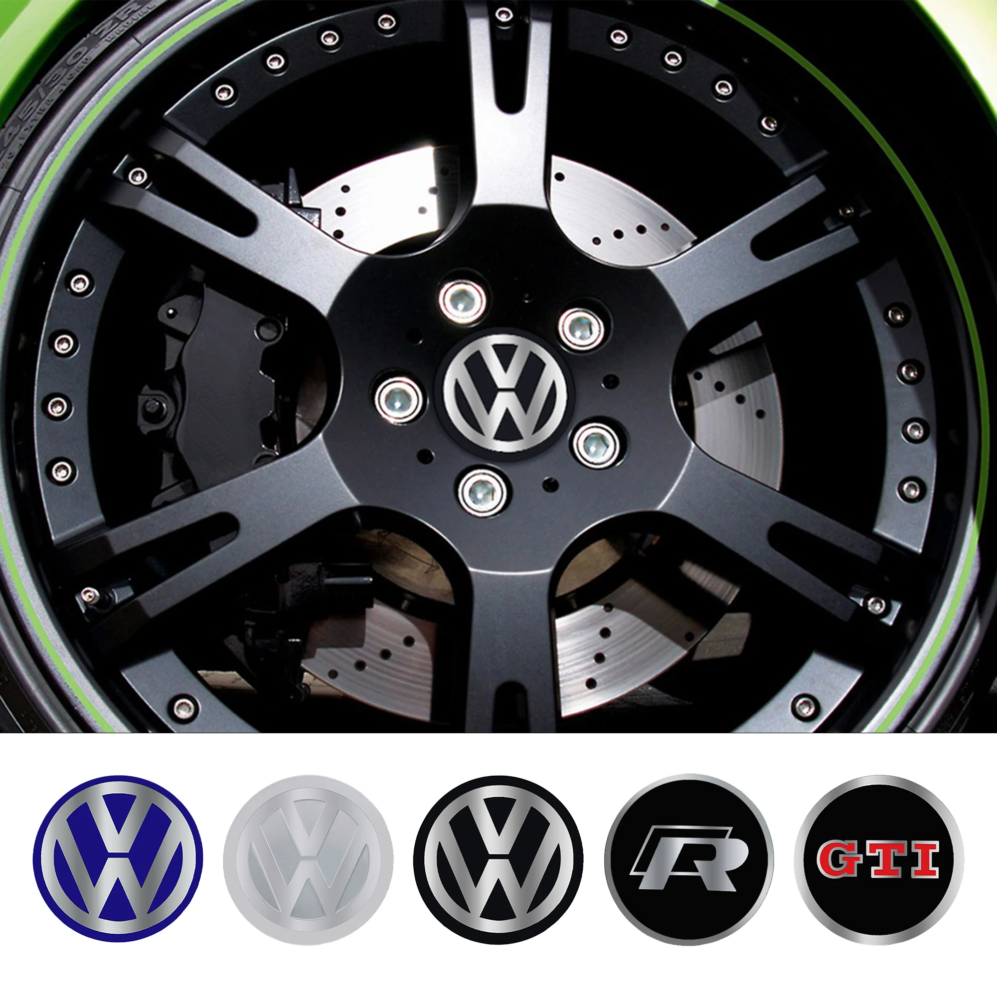 56/60/65mm Car Styling Wheel Center Cap Hub Sticker Badge Accessories For VW Volkswagen Touareg Passat CC Tiguan Golf Jetta GTI