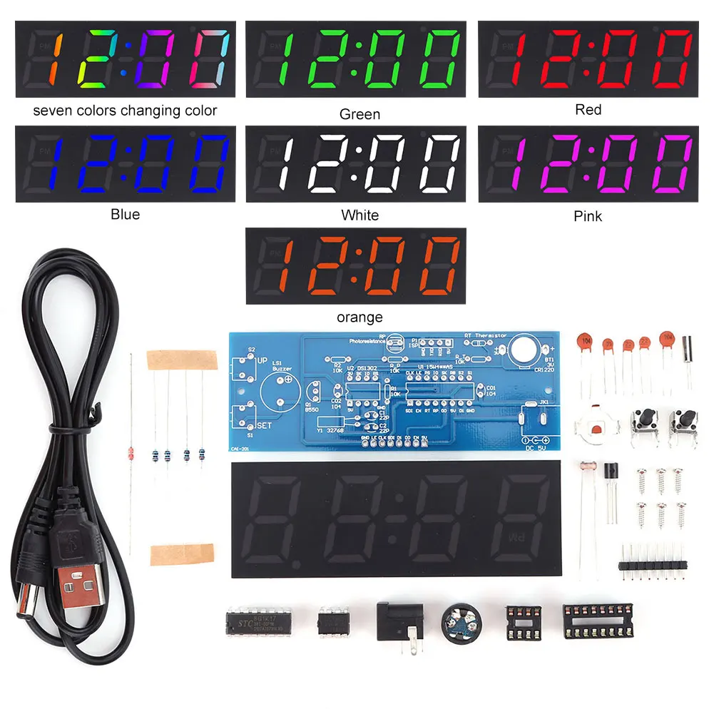 LED Digital Tube Clock DIY Elektronik Kit STC8G1K17/15W413AS/DS1302 Bunte Digitaluhr Elektronik Kit für Lötprojekt
