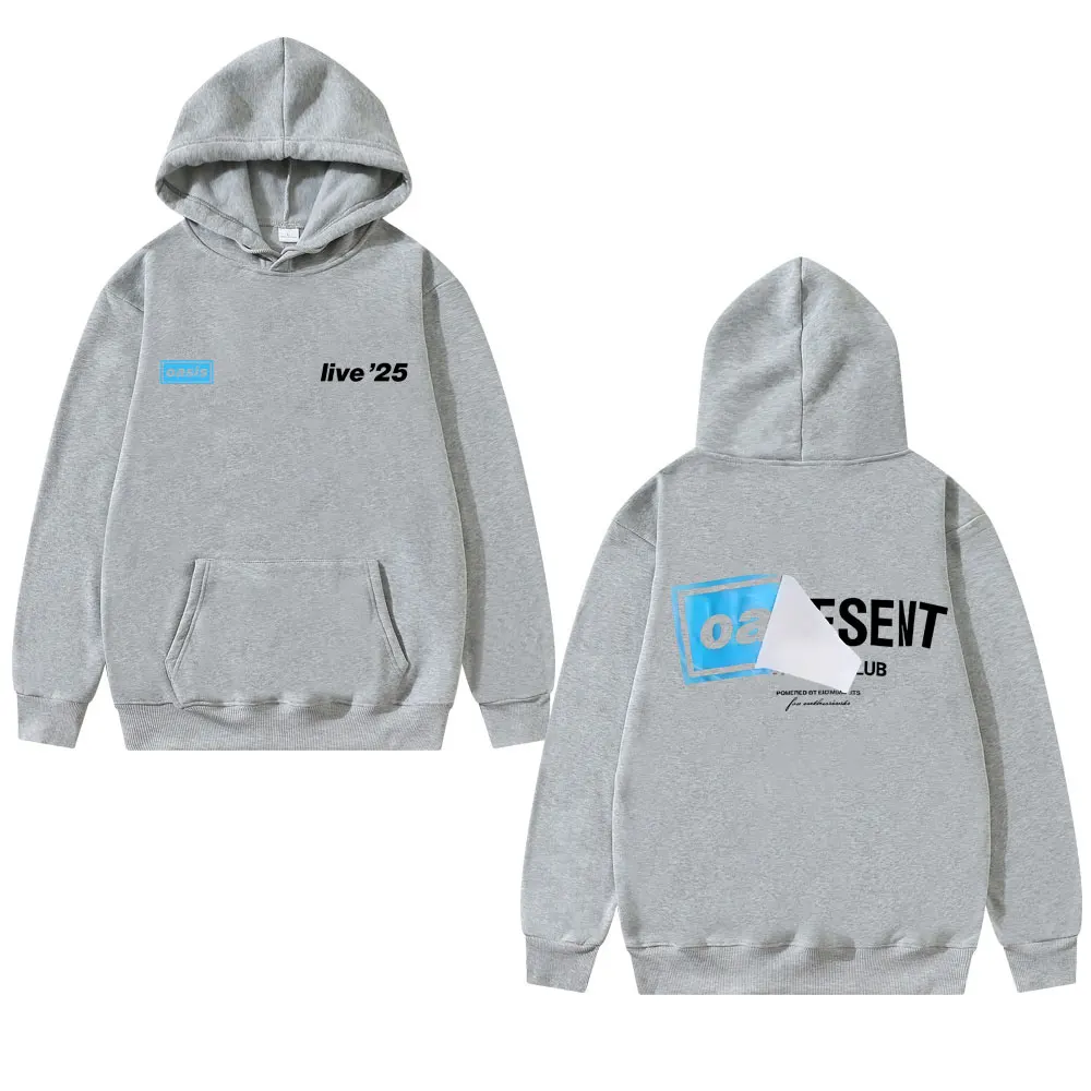 سويت شيرت بغطاء للرأس كبير الحجم من Oasis Live 25 Tour Hip Pop للرجال والنساء - بلوفر قوطي عتيق #2
