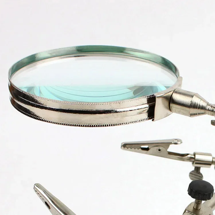 Lupe Dritte Hand Löten Reparatur Schweißen Lupe mit LED-Licht 90 MM Objektiv Hilfs Clip Lupe Desktop