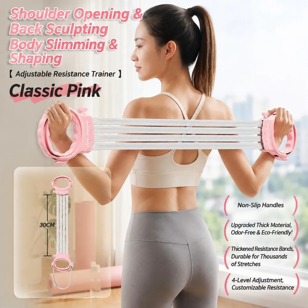 20-80 Lbs Resistance Bands Adjustable Removable Elastic Yoga Band with Foot Strap Back Stretching Exercise Band for Yoga Pilates