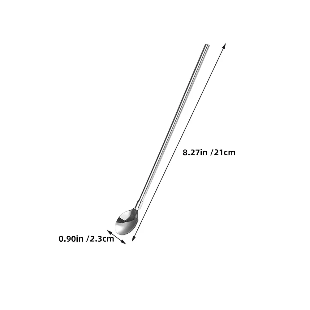 

5Pcs Stainless Steel Straw Spoon Set Creative Honey Stirring Spoon Long Handle Tube Brush for Coffee Cocktail Tea Dessert Mixing