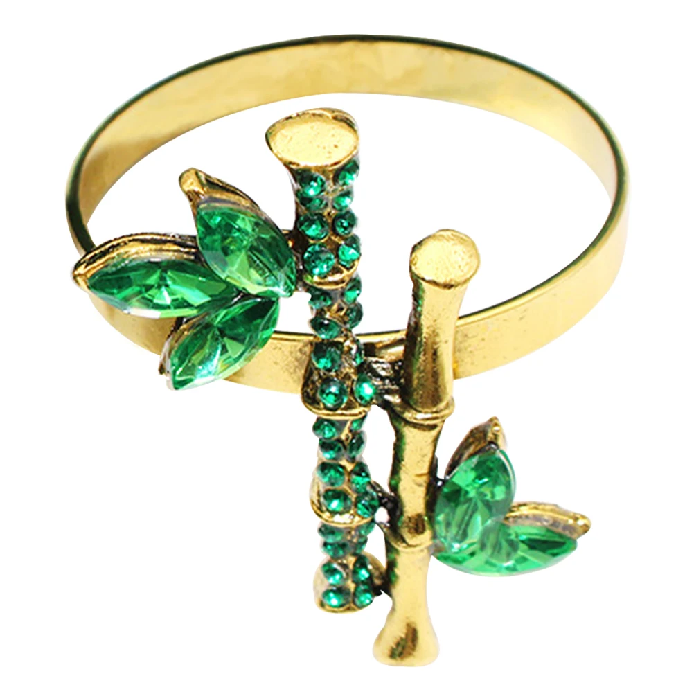 

Napkin Ring Green Leaf Rings Flower Bow Napkins Dining Table Gold Holders Paper