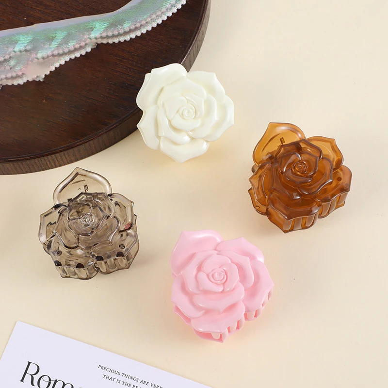 

1/4 шт., милый 3D зажим с цветком розы для женщин, хвост на затылке, зажим в виде акулы, расческа для волос, аксессуары