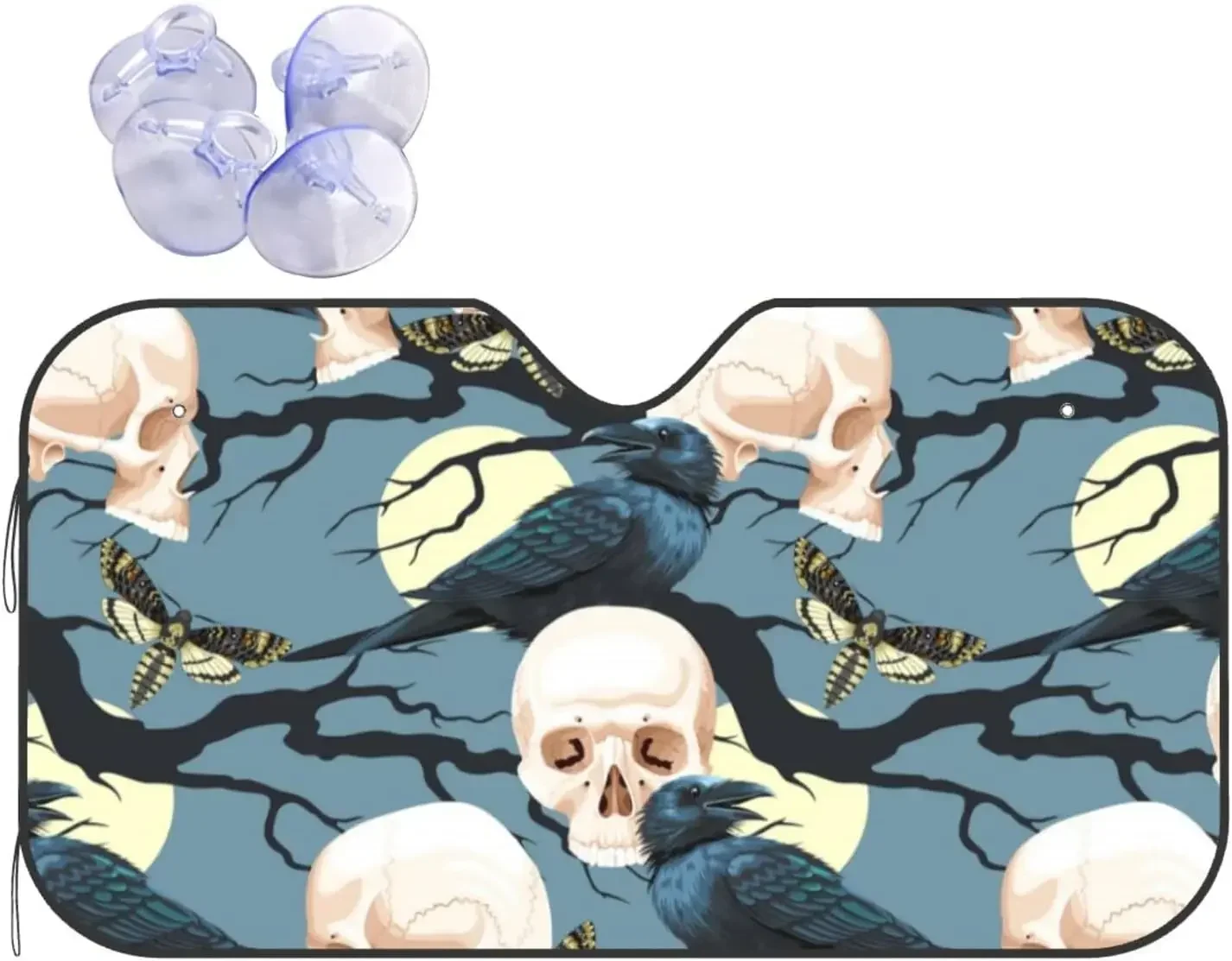 

Parasol con diseño calavera cuervo, parasol para ventana lantera coche para la mayoría los sedanes, bloques SUV, r