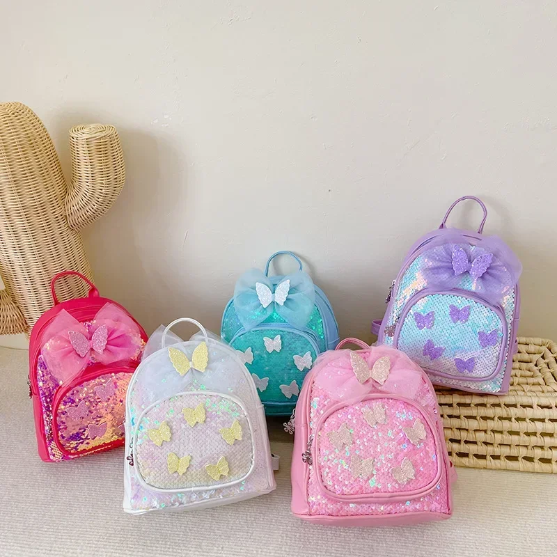 Mochilas de princesa ostentosas para niñas, mochila escolar de mariposa para bebé, mochila de guardería, bolsa de hombros para niños pequeños, regalo para niños