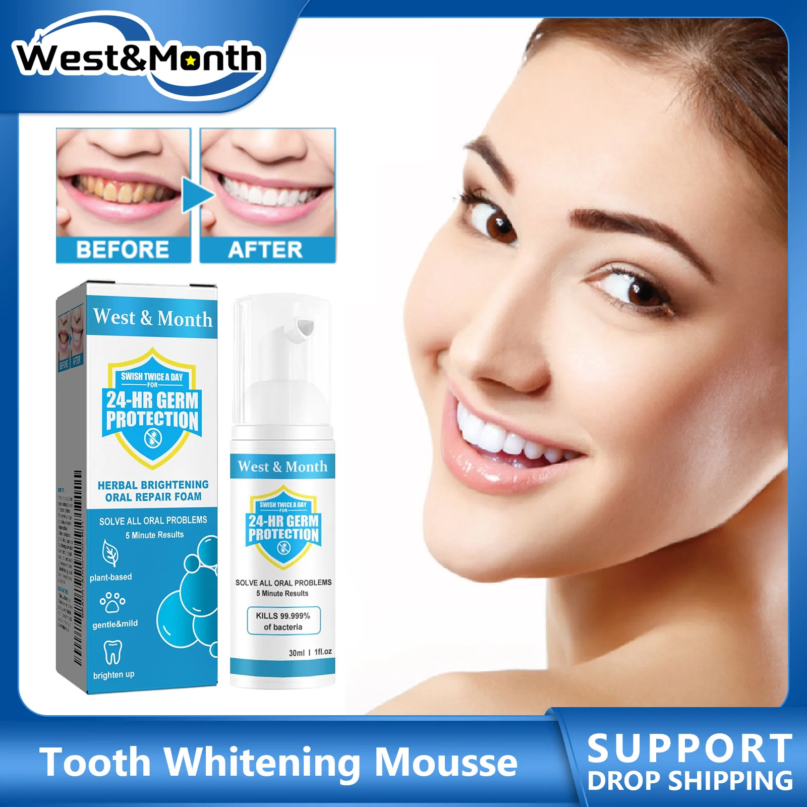 

Tooth Whitening Mousse Yellow Teeth Removing Plaque Stains Dental Bleaching Fresh Breath Oral Hygiene Teeth Cleaning Toothpaste