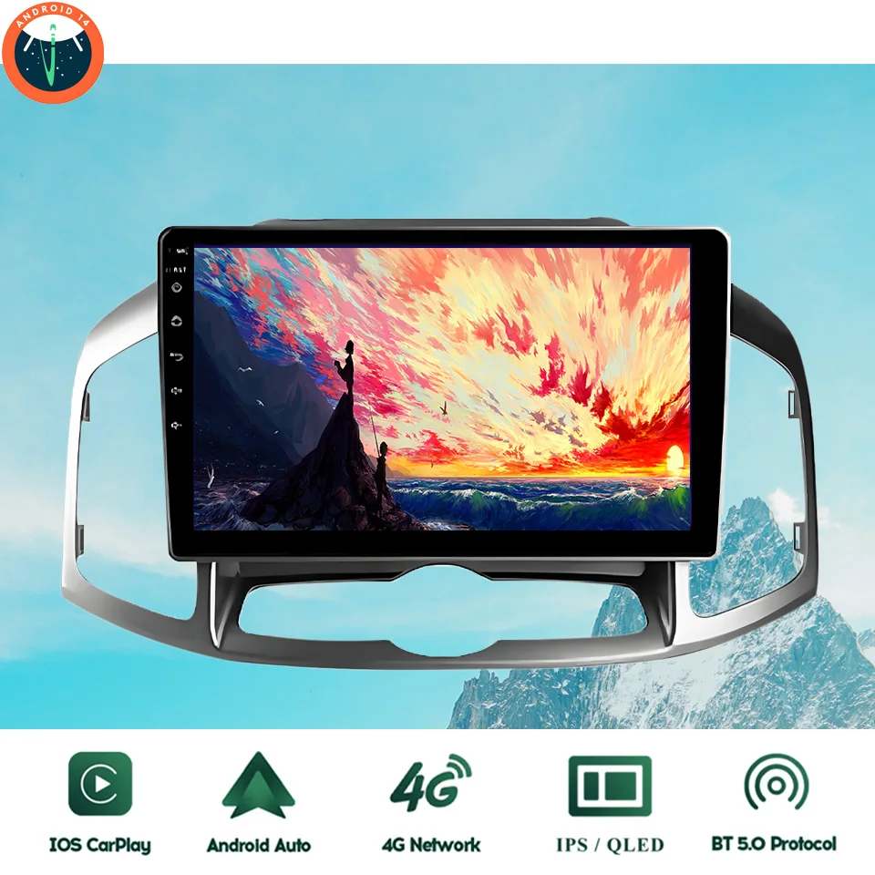 10 ''QLED Android 14 8G Ram GPS para coche Navi reproductor Multimedia de vídeo y música para Chevrolet Captiva 2011 - 2016 unidad principal estéreo automática