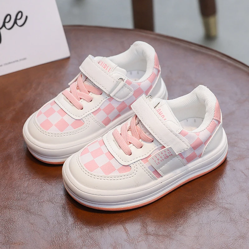 Children Fashion Shoes Boys Girls White Pink Black Green Lattice Sneakers Toddler Little Big Kids Sport Trainers Breathable Shoe