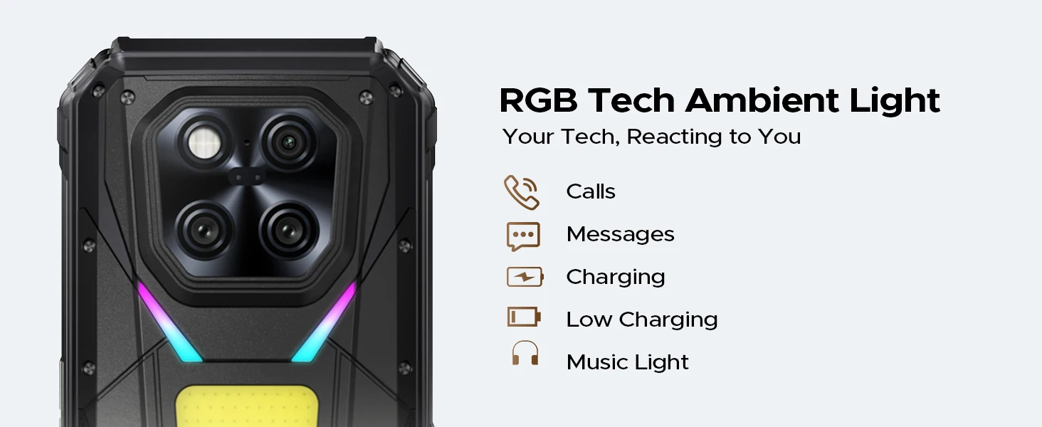 DOOGEE V Max LR Laser Rangefinder 5G AI Rugged Phone 36GB+512GB 6.78'' Display 20500mAh Battery Dual Camping Lights Smart phones