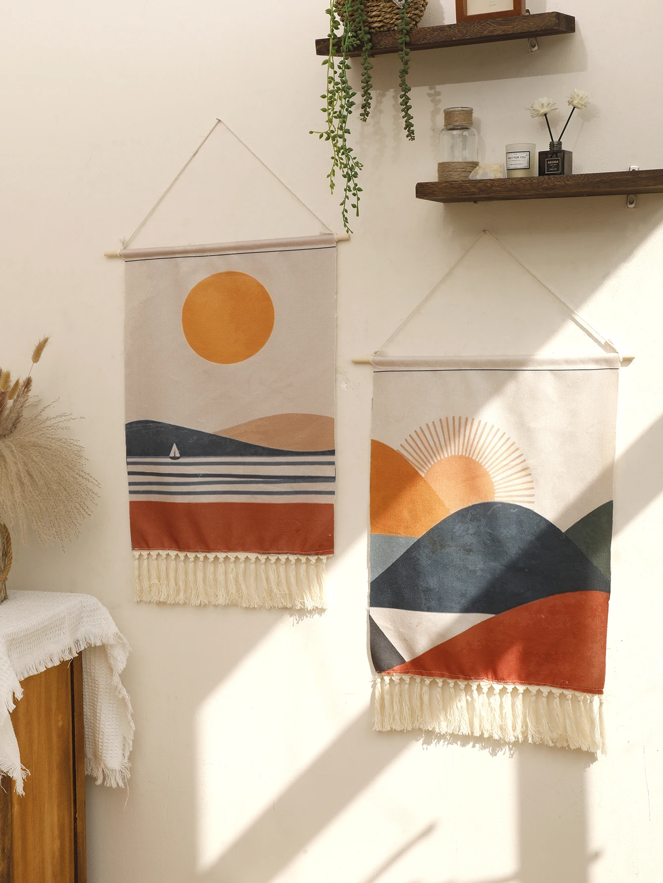 Tapestry Wall Hanging Bohemian Art Home Decor With Fringe Long Linen Vertical Tapestry Wall Hangin Room Decors Aesthetic Gifts