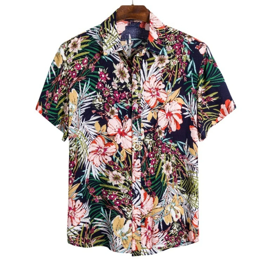 Nanyang Floral Short Sleeved Shirt Men's Loose and Breathable Beach Vacation Versatile Top